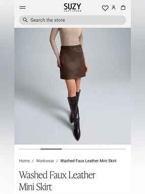 EUC women’s brown washed faux leather mini skirt Suzy shier size XXL
